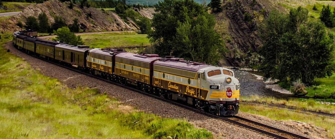 A Royal Canadian Pacific train passing by.