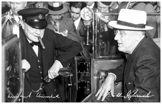 British Prime Minister Winston Churchill and President Franklin Delano Roosevelt.